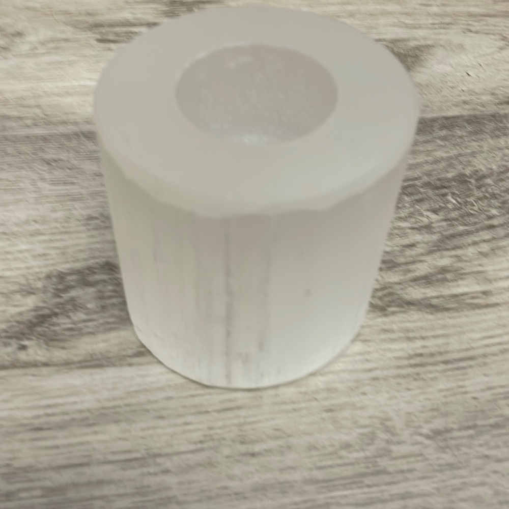 White Selenite Candle Holder - Natural Crystal Accent